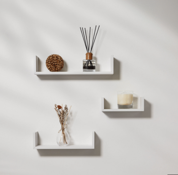 u shape wall shelves