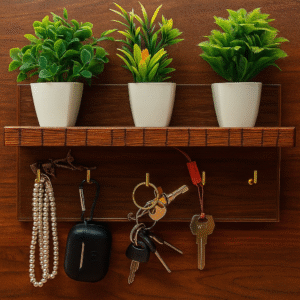 wall shelf with hooks
