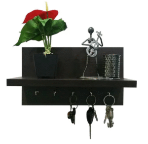 wall shelf with hooks