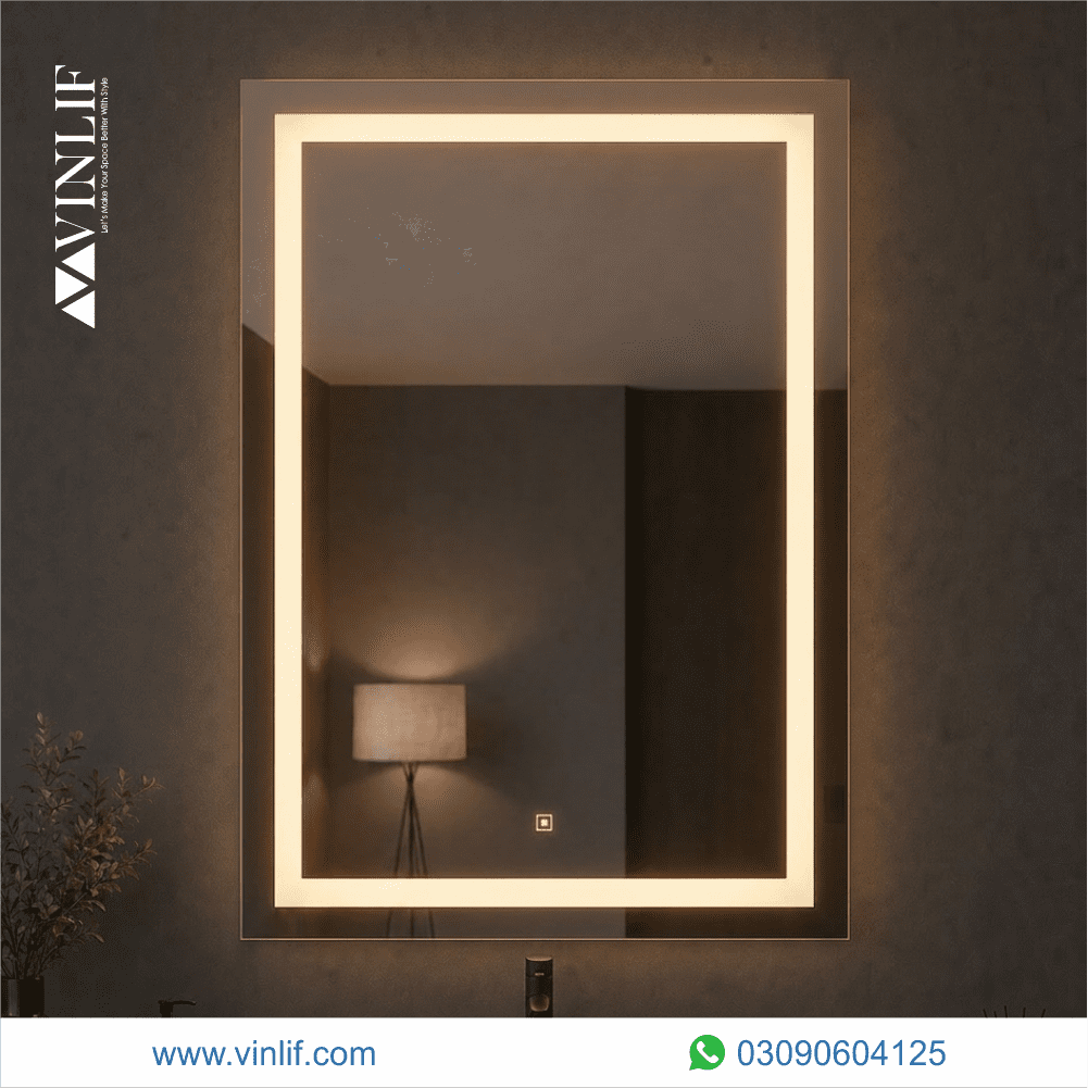 led backlit mirror in pakistan double light (warm & white) | bathroom mirror | lahore fitting available